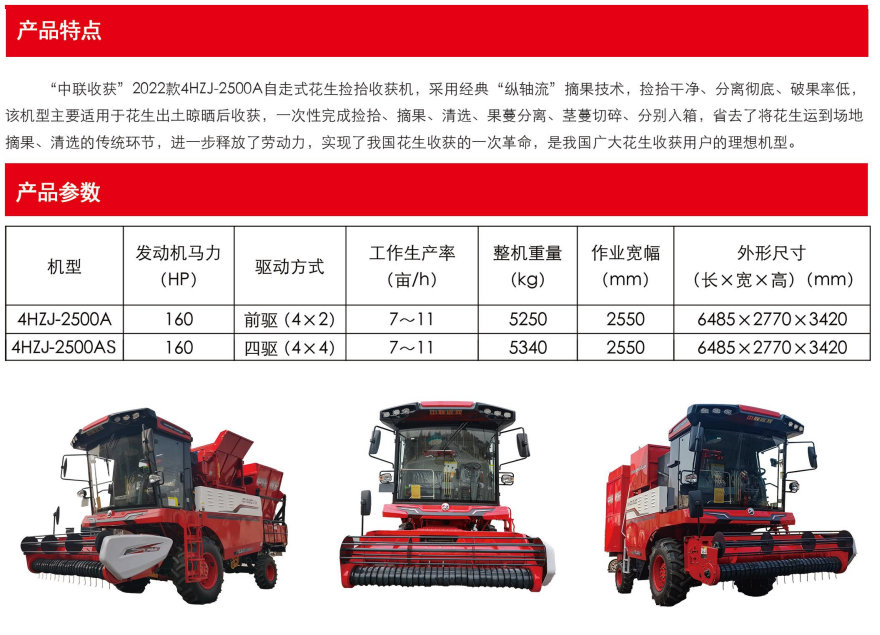 中聯(lián)收獲新款花生機4HJL-2500A中置款160P H3全國銷量第1H2升級(圖1)